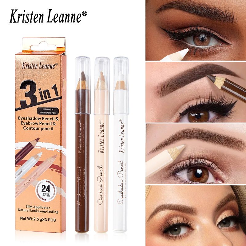 3pcs Eyebrow Pencil Set, Waterproof, Korean Women's Long-term Cosmetics, Concealer, Eyeliner, Durable Waterproof Eyebrow Pencil