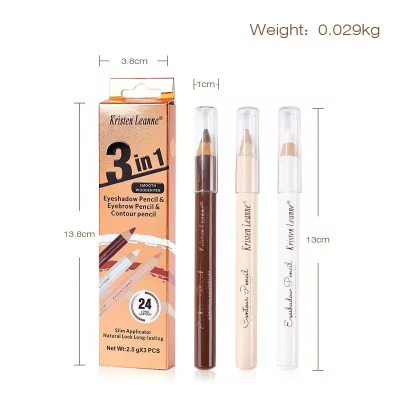 3pcs Eyebrow Pencil Set, Waterproof, Korean Women's Long-term Cosmetics, Concealer, Eyeliner, Durable Waterproof Eyebrow Pencil