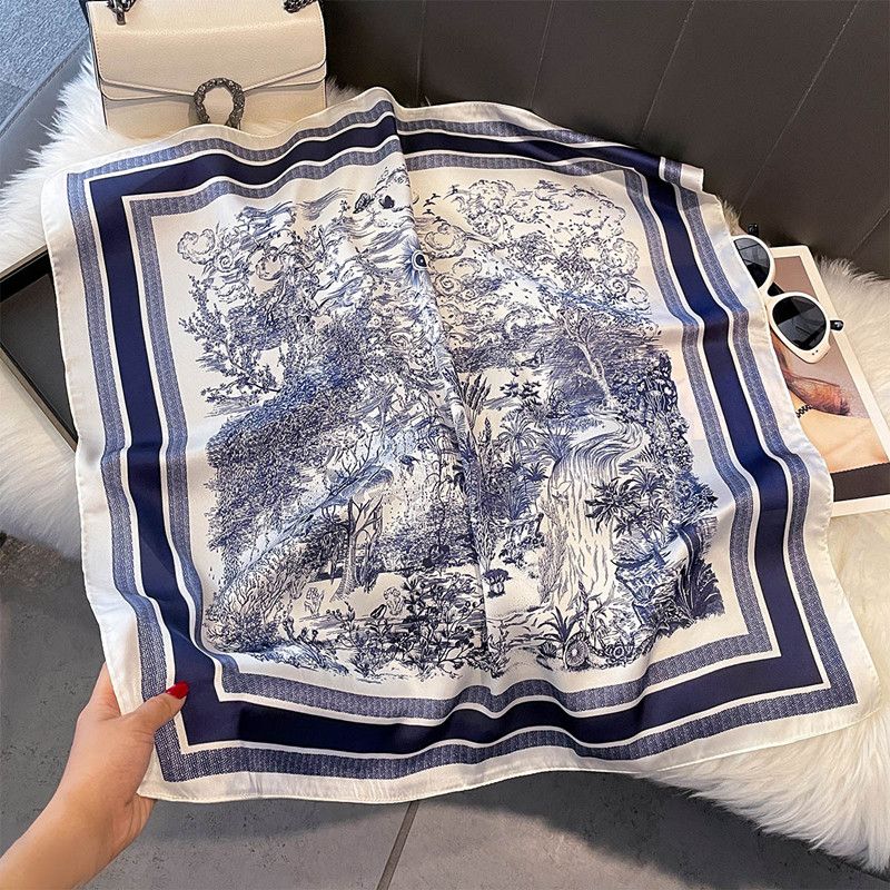 2025 New Square Scarf, Simulated Silk Scarf, Professional Matching Shirt for Female White-collar Workers, Fashionable Scarf