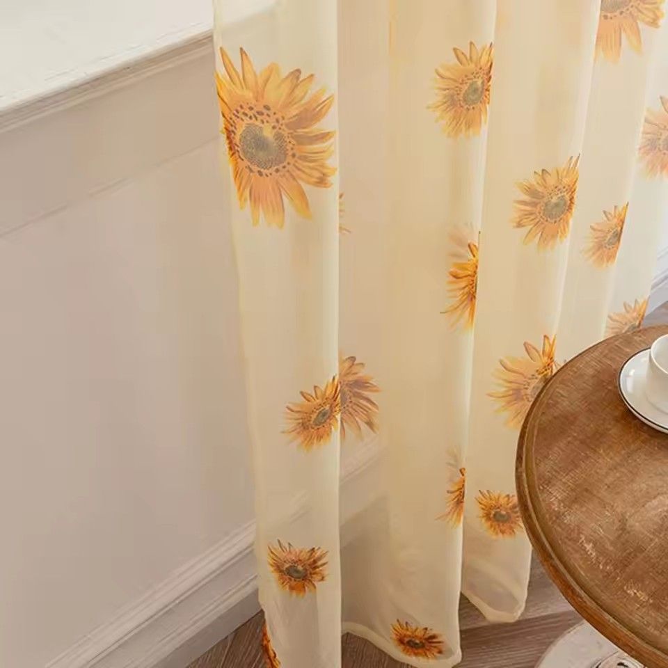 100*200 Cm Sunflower Summer Tulle Curtains Living Room Bedroom Kitchen Window Panels New Home Decoration（Note: Each order only contains 1 item, and the images often show the effect of 2 items）