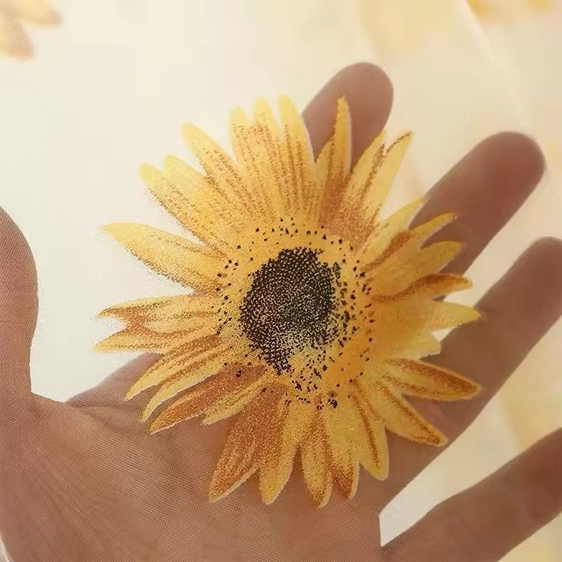 100*200 Cm Sunflower Summer Tulle Curtains Living Room Bedroom Kitchen Window Panels New Home Decoration（Note: Each order only contains 1 item, and the images often show the effect of 2 items）