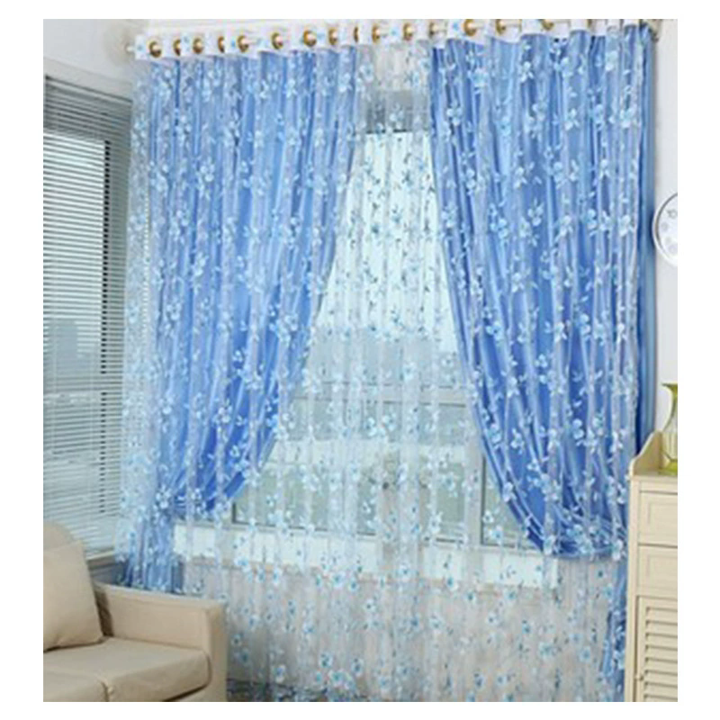 Elegant Modern Tulle Curtains For Living Room Bedroom Kitchen Green Leaf Sheer Curtains For Window Tulle Curtains Drapes（This link only contains 1 item per order, not 2 items）