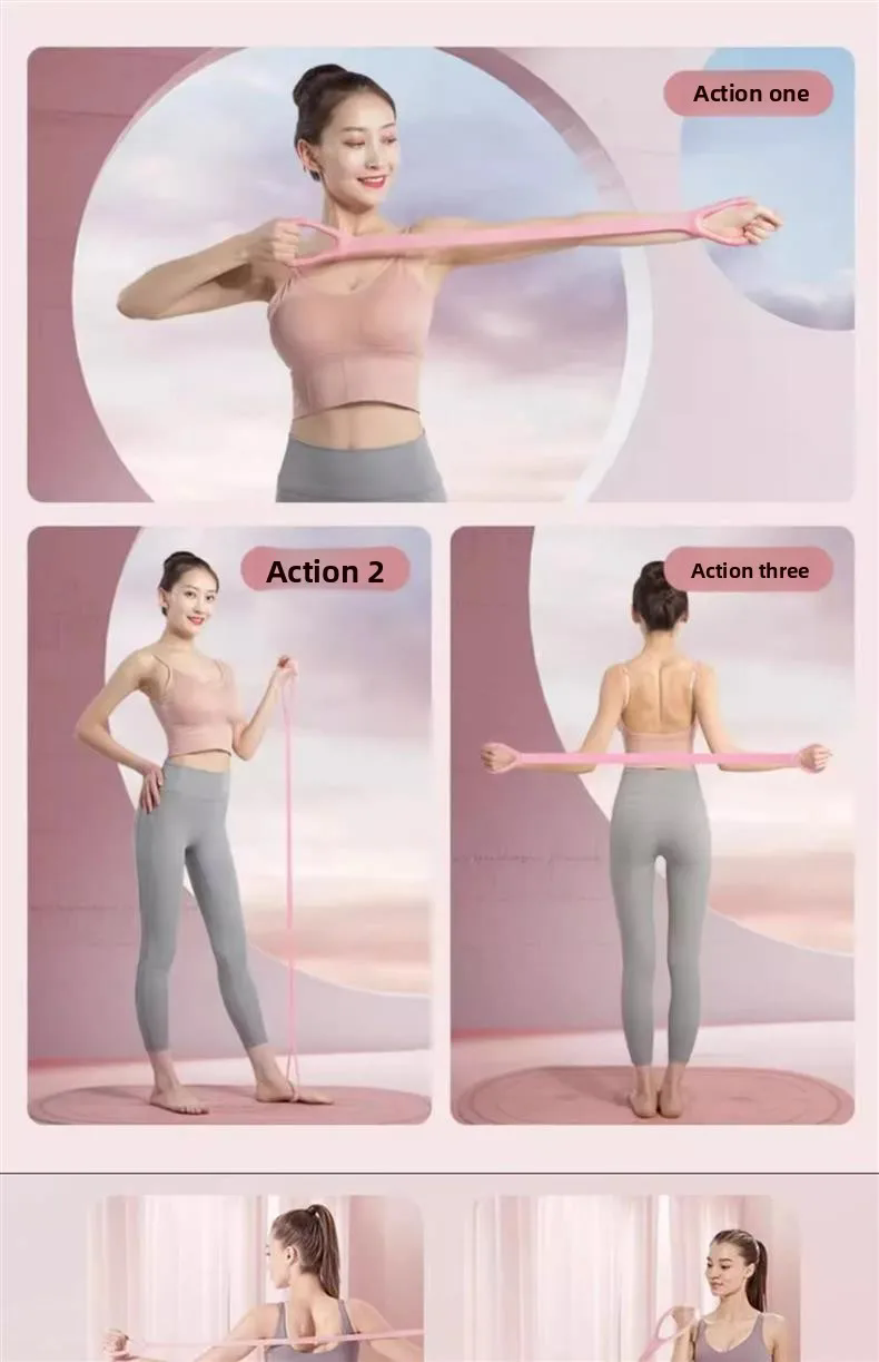 Rally Open Back Fitness Stretching Belt Elastic Belt Exercising Equipment Household Open Shoulder Back Yoga Artifact