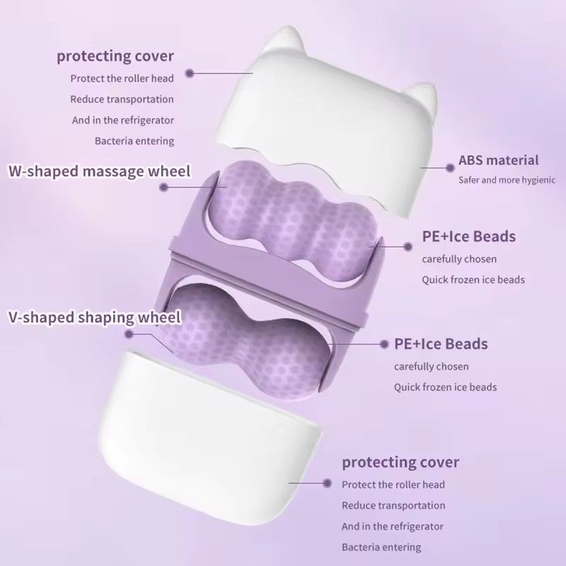 Double Head Roller Cold Pressing Device, 2-in-1 ice Massage Device, Multifunctional Massage, Relieve Edema and Cool Down