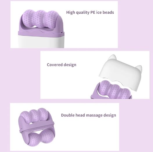 Double Head Roller Cold Pressing Device, 2-in-1 ice Massage Device, Multifunctional Massage, Relieve Edema and Cool Down