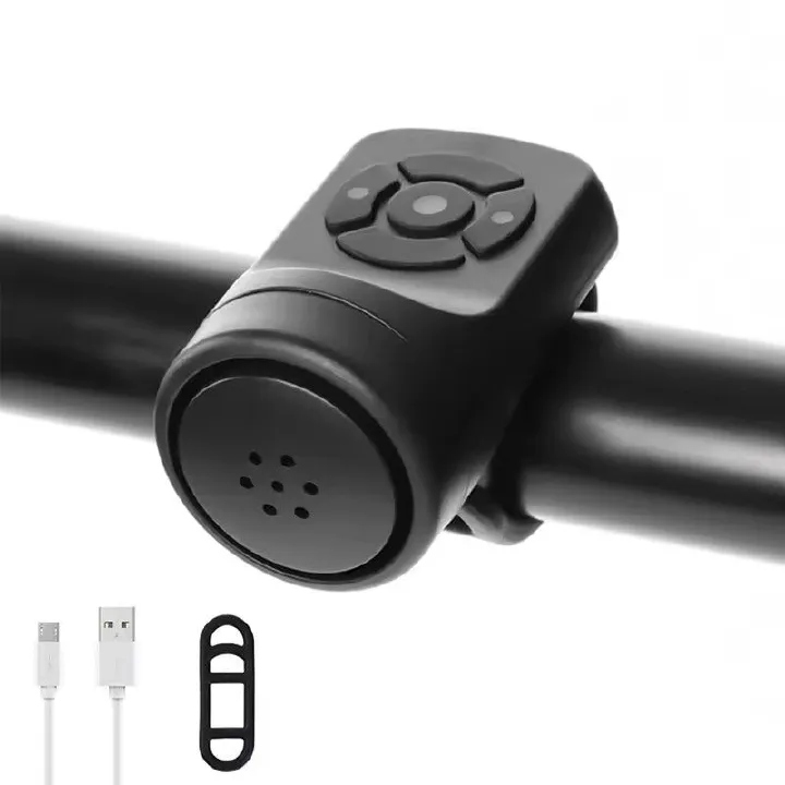 Rechargeable USB Bicycle Bell Speaker Ring Black ABS Electric Horn Loud Handlebar Alarm Bike Accessory Cycling Bell C-654