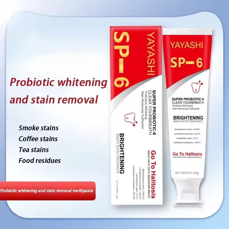 Sp 6 Probiotic Brightening Toothpaste Tooth Whitening Plaque Stains Remover Improves Yellow Teeth Lasting Oral Refreshing Care B2-971