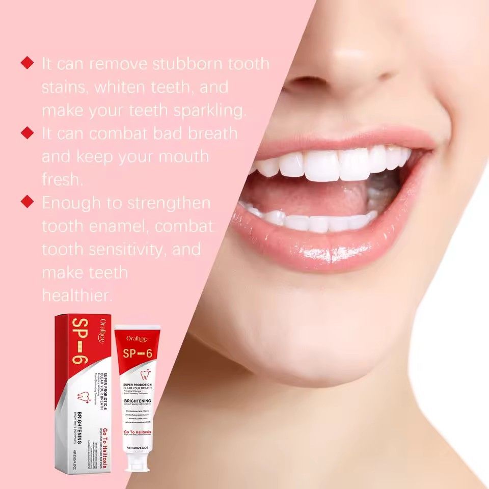 Sp 6 Probiotic Brightening Toothpaste Tooth Whitening Plaque Stains Remover Improves Yellow Teeth Lasting Oral Refreshing Care B2-971