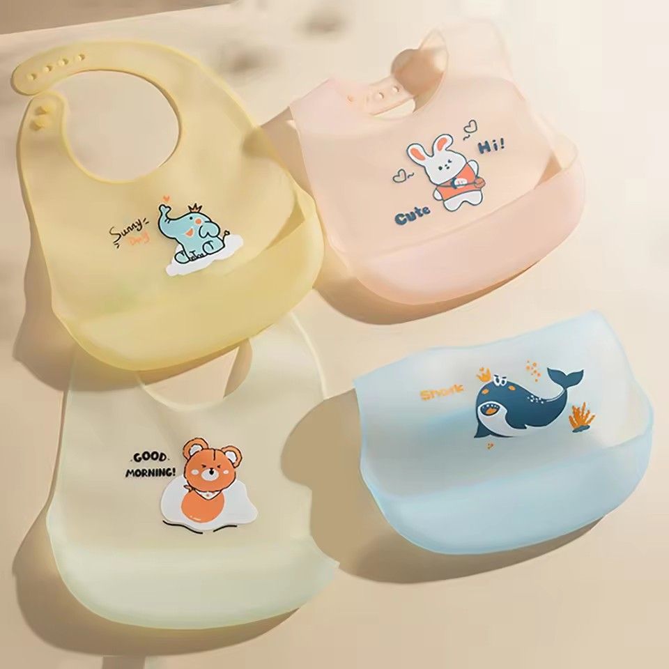 Baby Silicone Bib For Summer Waterproof Feeding Bib For Children Lightweight And Thin No Sagging When Worn