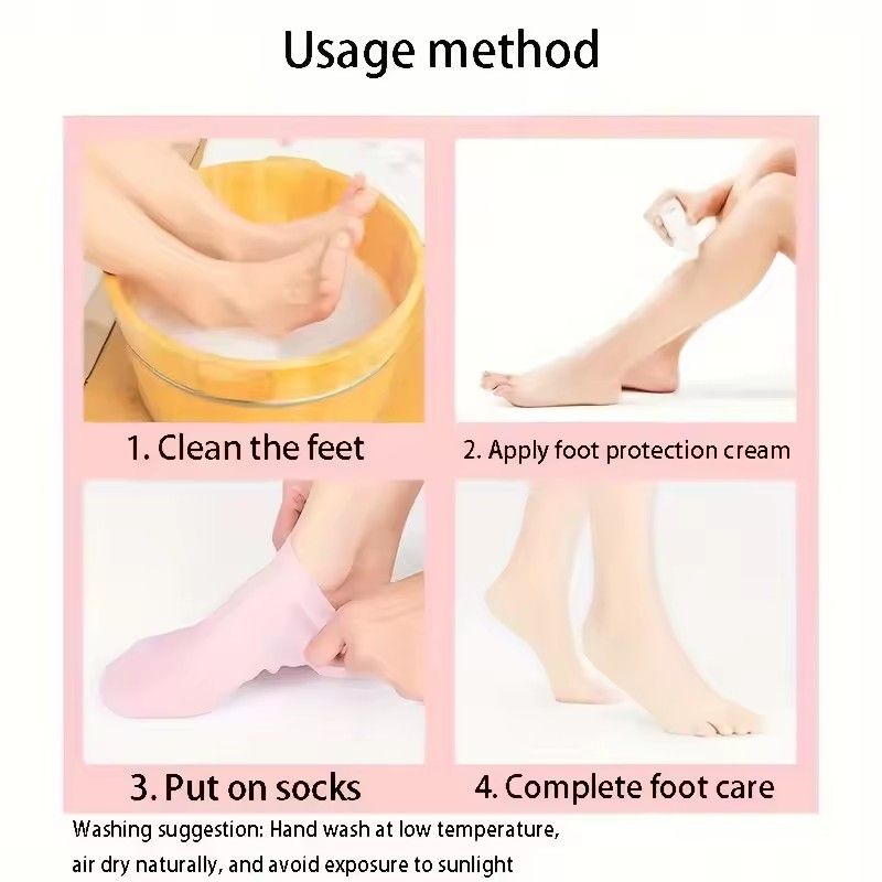 1Pair Silicone Moisturizing Foot Socks for Dry Cracked Feet Foot Care Socks Spa Pedicure Socks Massage Moisturizing Gel Socks FZ-353-1
