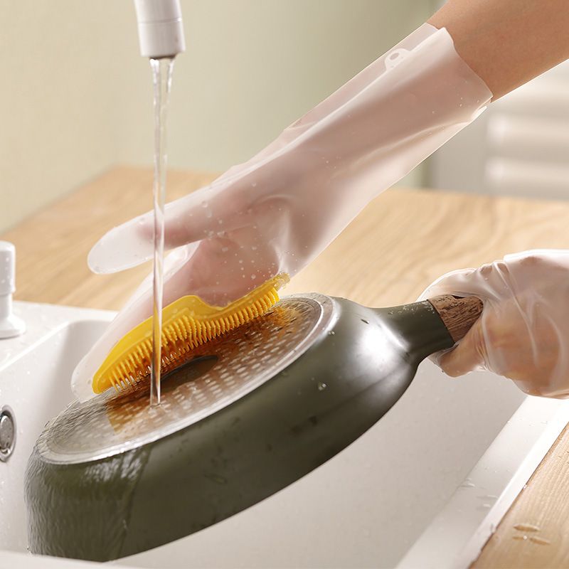 2 in 1 Silicone Dishwasher Gloves, Reusable Non-Slip Waterproof Gloves, Kitchen Cleaning Tools, Thick Cleaning Gloves
