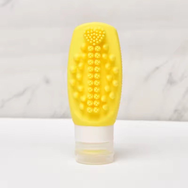 1pc Multifunctional Silicone Travel Bottle, Hair Massage Brush for Fast and Practical Washing, Portable Soft Sealed Empty Bottle