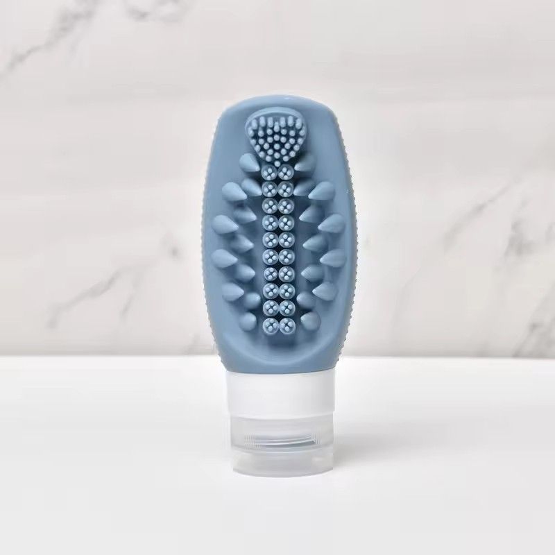 1pc Multifunctional Silicone Travel Bottle, Hair Massage Brush for Fast and Practical Washing, Portable Soft Sealed Empty Bottle