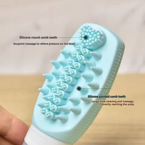 1pc Multifunctional Silicone Travel Bottle, Hair Massage Brush for Fast and Practical Washing, Portable Soft Sealed Empty Bottle