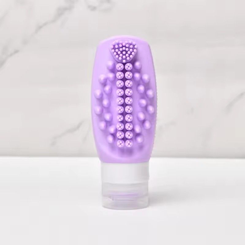1pc Multifunctional Silicone Travel Bottle, Hair Massage Brush for Fast and Practical Washing, Portable Soft Sealed Empty Bottle