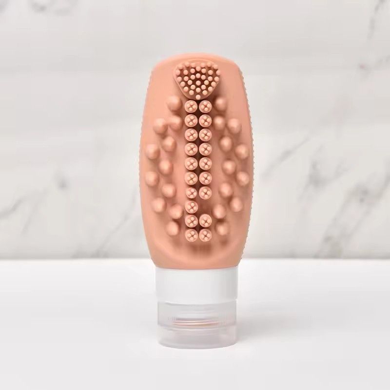 1pc Multifunctional Silicone Travel Bottle, Hair Massage Brush for Fast and Practical Washing, Portable Soft Sealed Empty Bottle