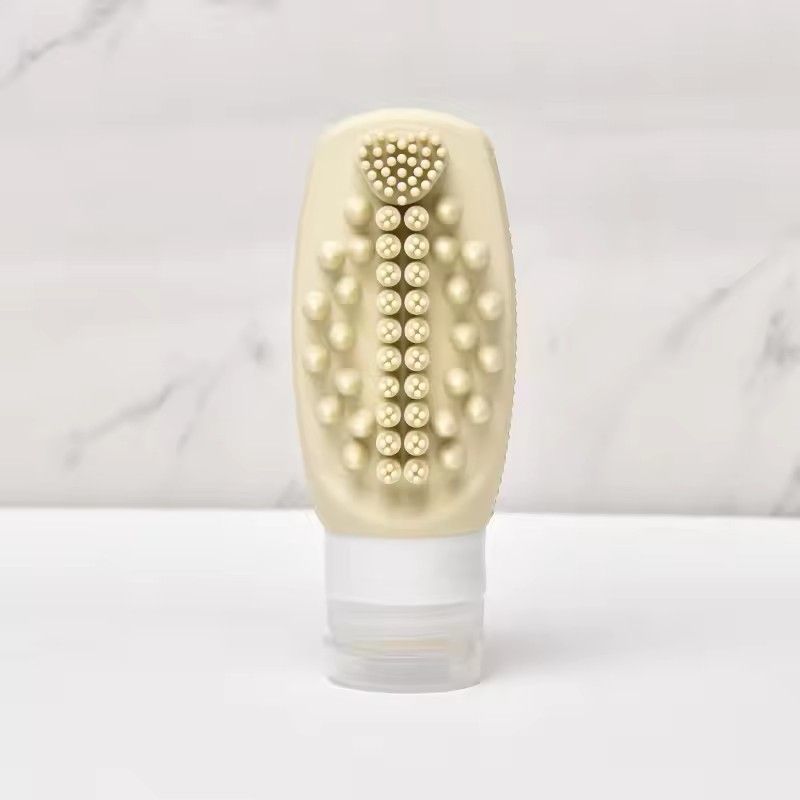 1pc Multifunctional Silicone Travel Bottle, Hair Massage Brush for Fast and Practical Washing, Portable Soft Sealed Empty Bottle