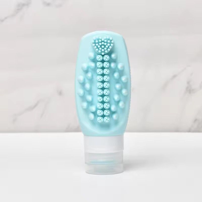 1pc Multifunctional Silicone Travel Bottle, Hair Massage Brush for Fast and Practical Washing, Portable Soft Sealed Empty Bottle