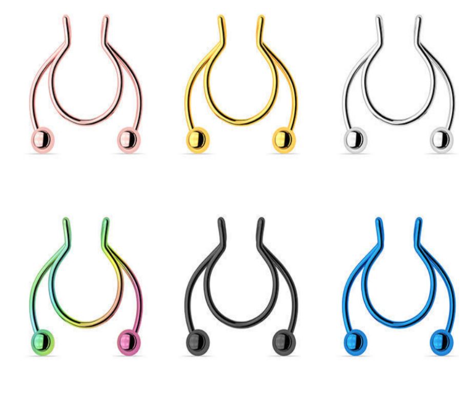 6pcs Stainless Steel Nose Ring Punk Clip Lip Ring Earring Hook Body Piercing Jewelry Nose Ring New A-878