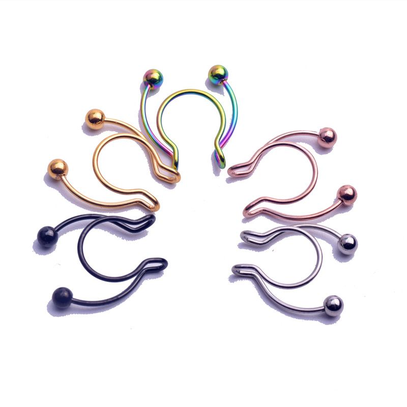 6pcs Stainless Steel Nose Ring Punk Clip Lip Ring Earring Hook Body Piercing Jewelry Nose Ring New A-878