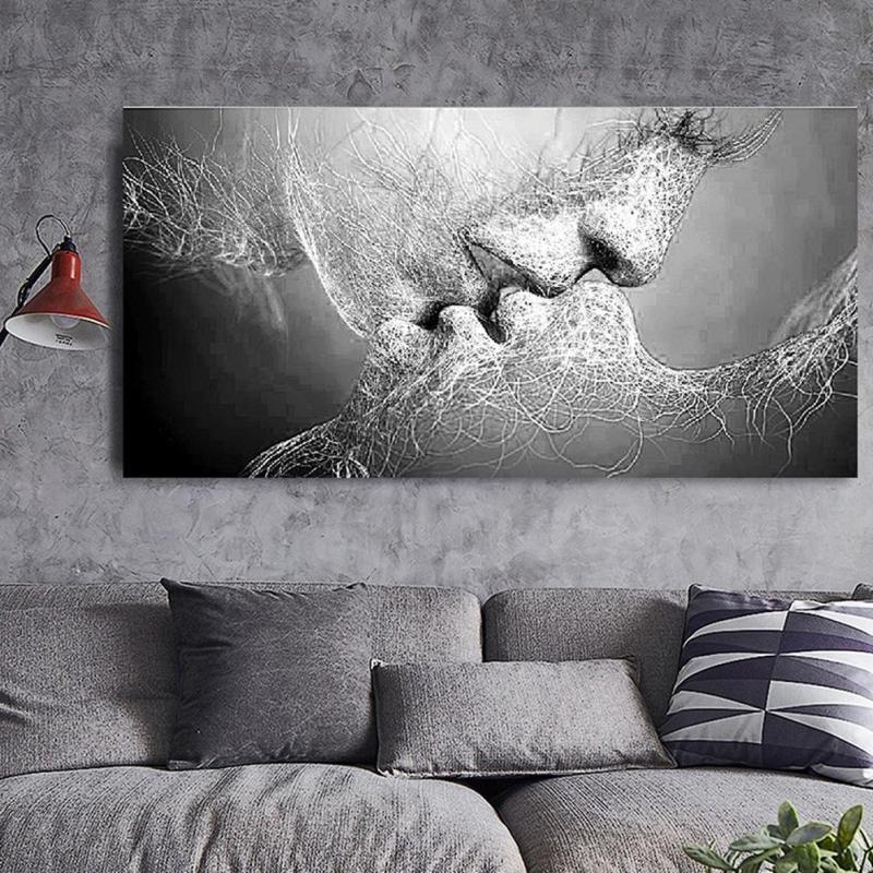 Love kiss modern home hotel wall decoration painting canvas oil painting spray painting s