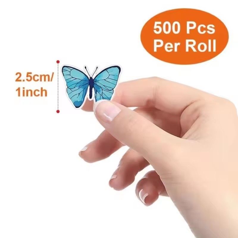 1 rolls Butterfly Flowers Stickers 2.5cm/1.0inch Diy Decals Decor Use To Adorn Gifts Notebook Kettle Phone Seal Labels C-616