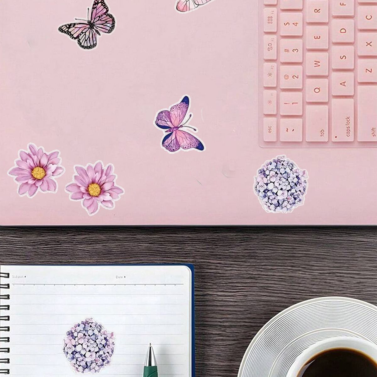 1 rolls Butterfly Flowers Stickers 2.5cm/1.0inch Diy Decals Decor Use To Adorn Gifts Notebook Kettle Phone Seal Labels C-616