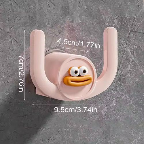 10pcs Bathroom Slippers Rack, Cartoon Wall Mounted Sausage Mouth Slippers Rack, No Perforations, Space Saving Door Shoe Stand