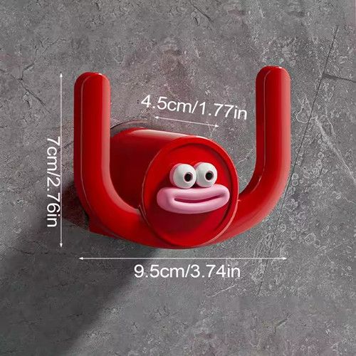 10pcs Bathroom Slippers Rack, Cartoon Wall Mounted Sausage Mouth Slippers Rack, No Perforations, Space Saving Door Shoe Stand
