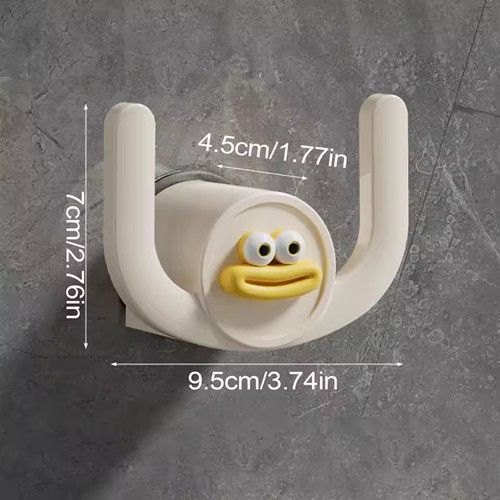 10pcs Bathroom Slippers Rack, Cartoon Wall Mounted Sausage Mouth Slippers Rack, No Perforations, Space Saving Door Shoe Stand
