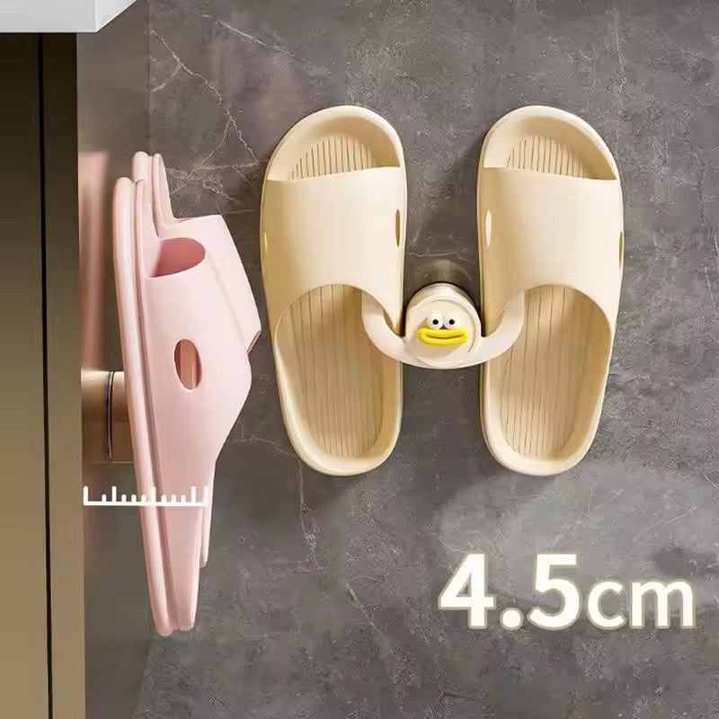 10pcs Bathroom Slippers Rack, Cartoon Wall Mounted Sausage Mouth Slippers Rack, No Perforations, Space Saving Door Shoe Stand