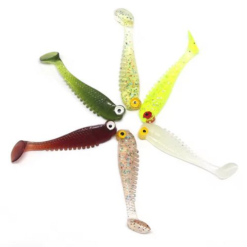 20pcs/bag 5cm 1.3g Lure Soft Luminescent Tail In T Realistic Imitation Fish Bait For Fishing Gear Night Fishing Equipment
