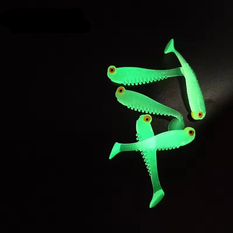 20pcs/bag 5cm 1.3g Lure Soft Luminescent Tail In T Realistic Imitation Fish Bait For Fishing Gear Night Fishing Equipment