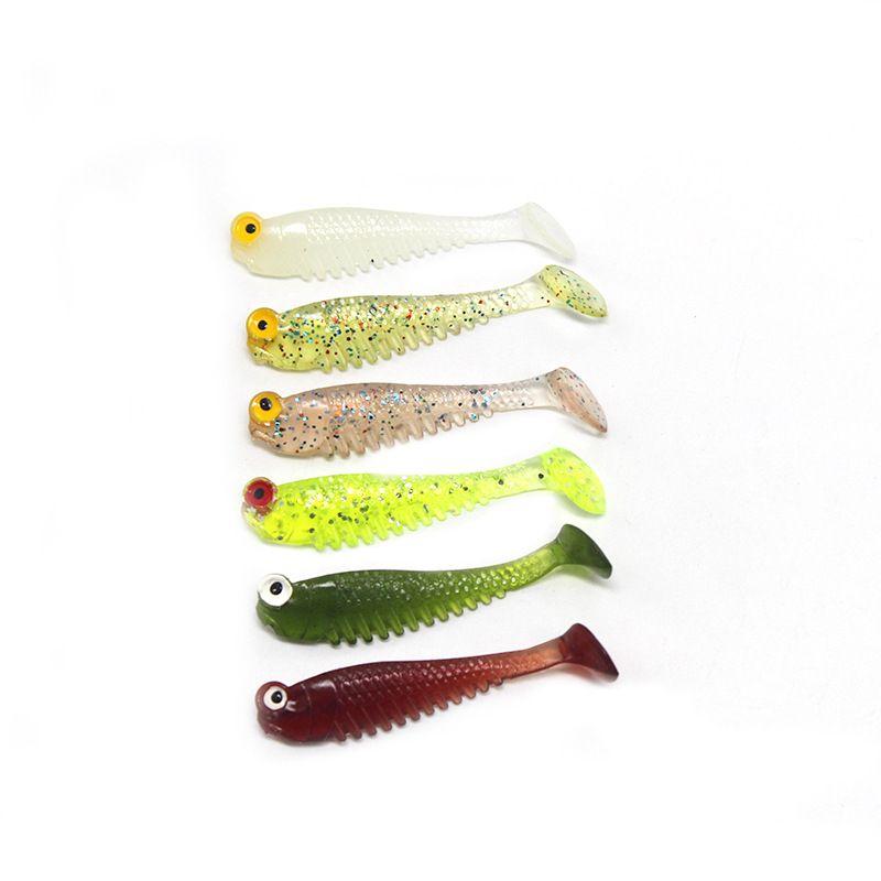 20pcs/bag 5cm 1.3g Lure Soft Luminescent Tail In T Realistic Imitation Fish Bait For Fishing Gear Night Fishing Equipment