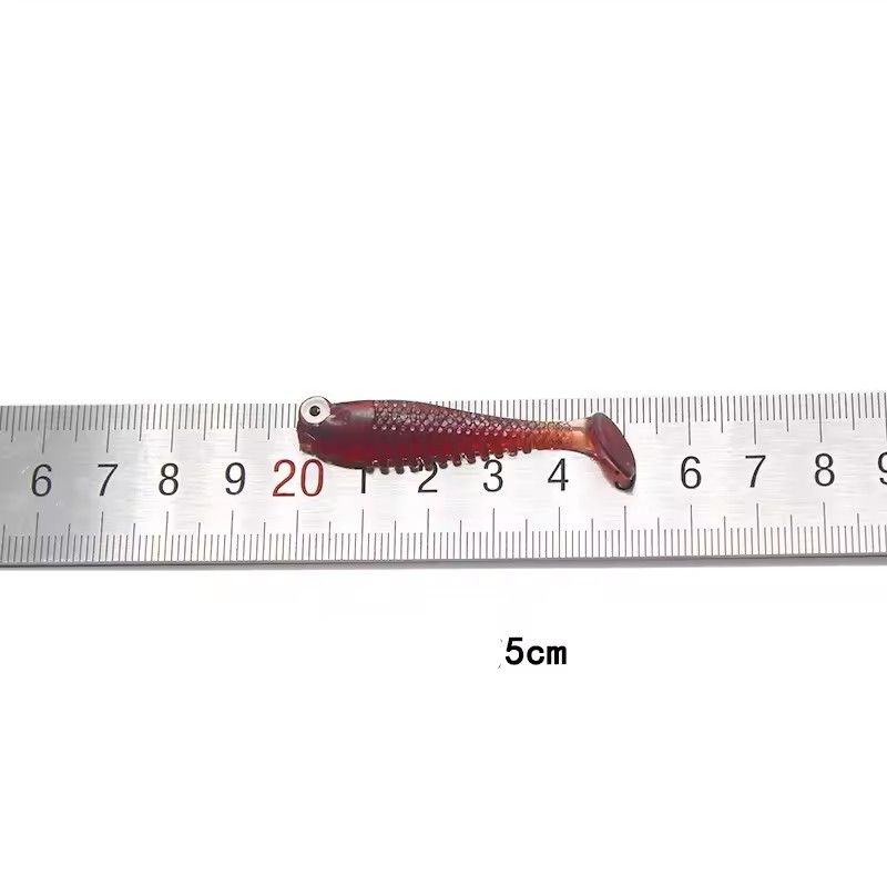 20pcs/bag 5cm 1.3g Lure Soft Luminescent Tail In T Realistic Imitation Fish Bait For Fishing Gear Night Fishing Equipment