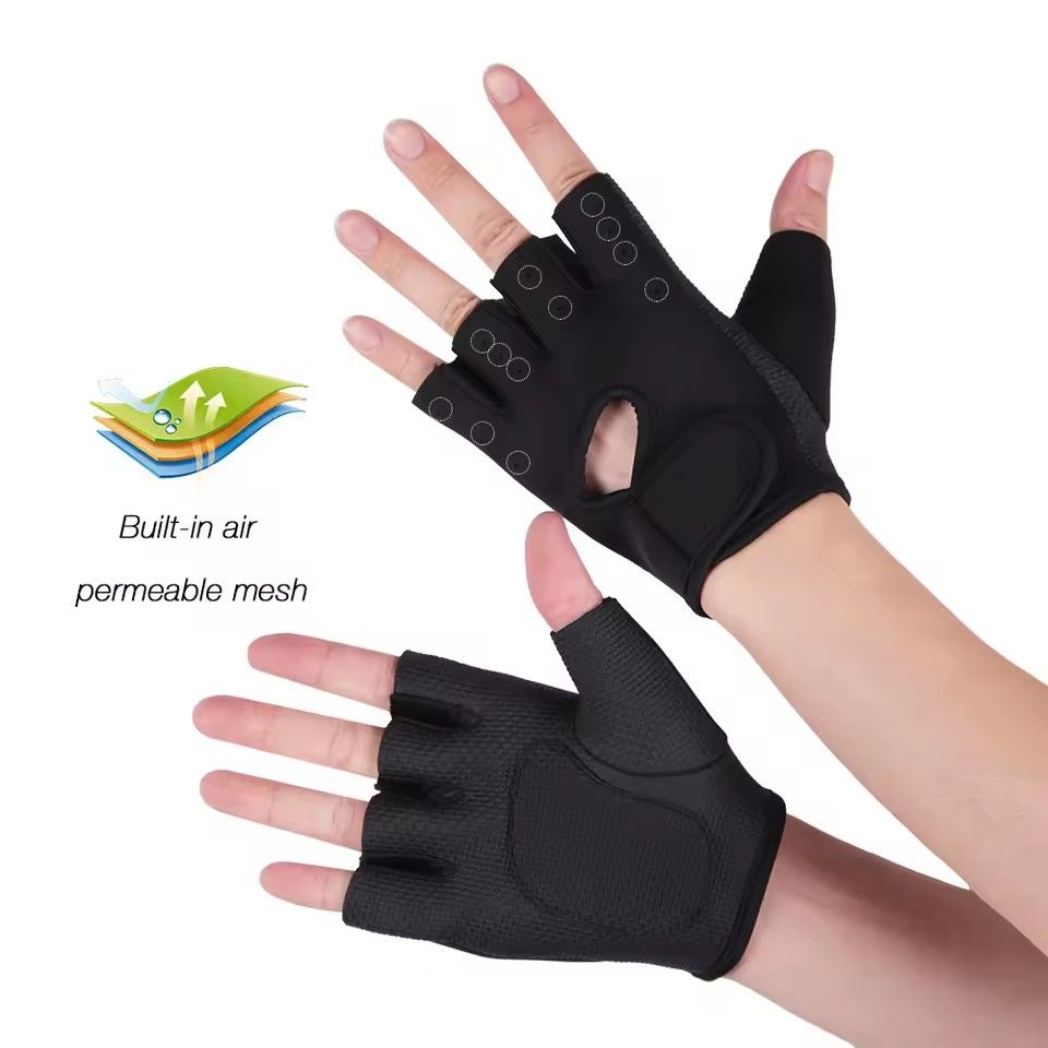 Fitness Gym Gloves for Men Neoprene Anti-Slip Shockproof Breathable Half Finger Gloves Cycling CrossFit Weight Lifting Gloves O--4--3