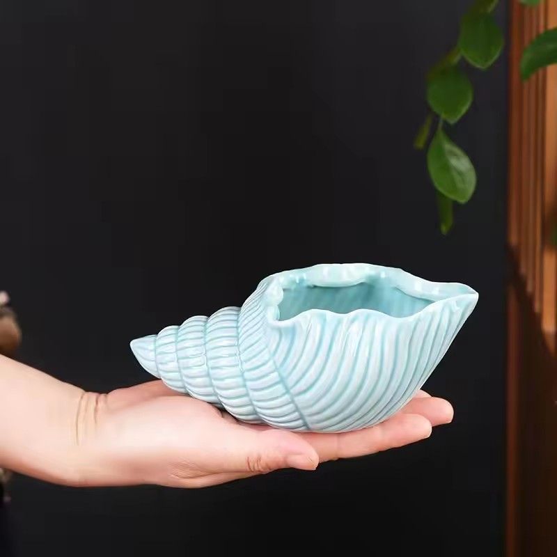Ceramic Ashtray With Creative Personality, Trend for Home, Living Room, Wind Protection, fly ash, Large Shell Storage Ornament
