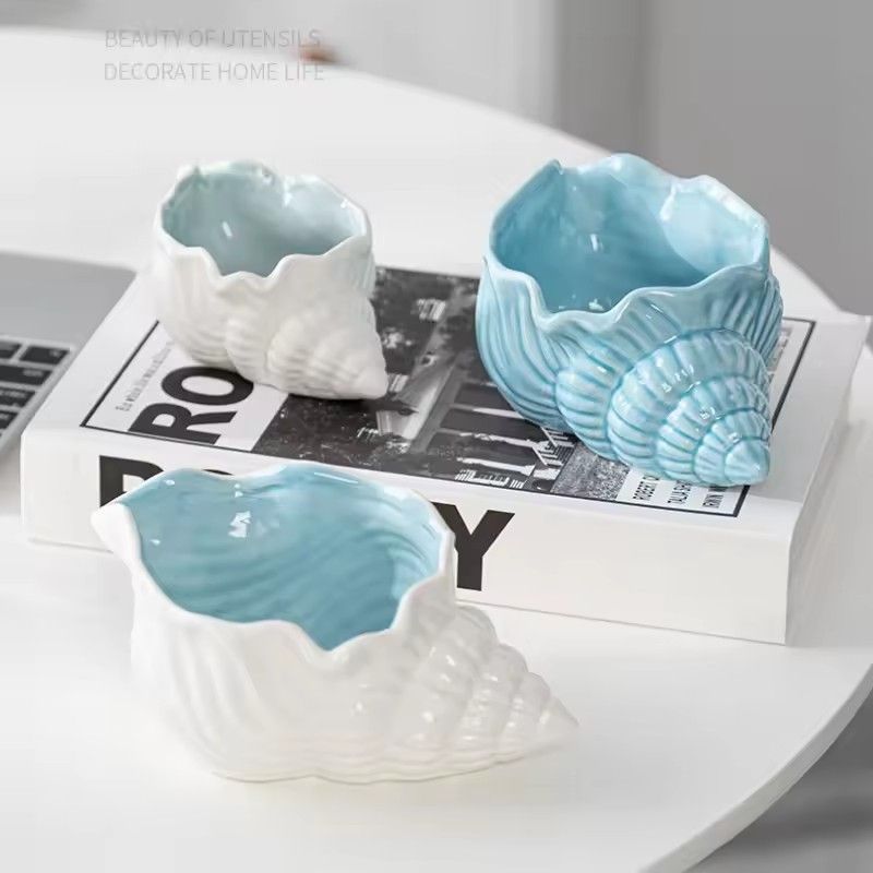 Ceramic Ashtray With Creative Personality, Trend for Home, Living Room, Wind Protection, fly ash, Large Shell Storage Ornament