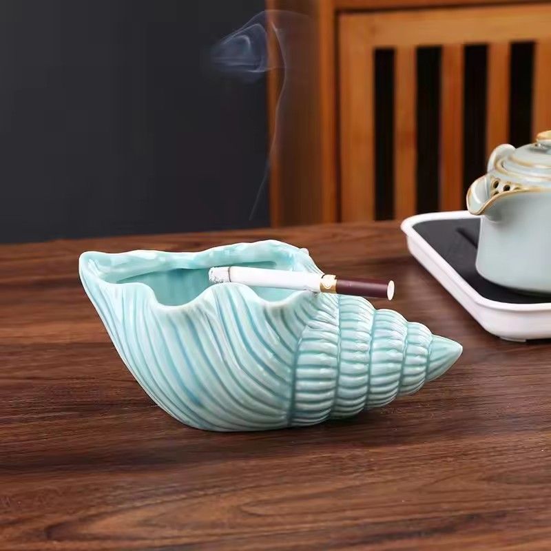 Ceramic Ashtray With Creative Personality, Trend for Home, Living Room, Wind Protection, fly ash, Large Shell Storage Ornament