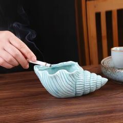 Ceramic Ashtray With Creative Personality, Trend for Home, Living Room, Wind Protection, fly ash, Large Shell Storage Ornament