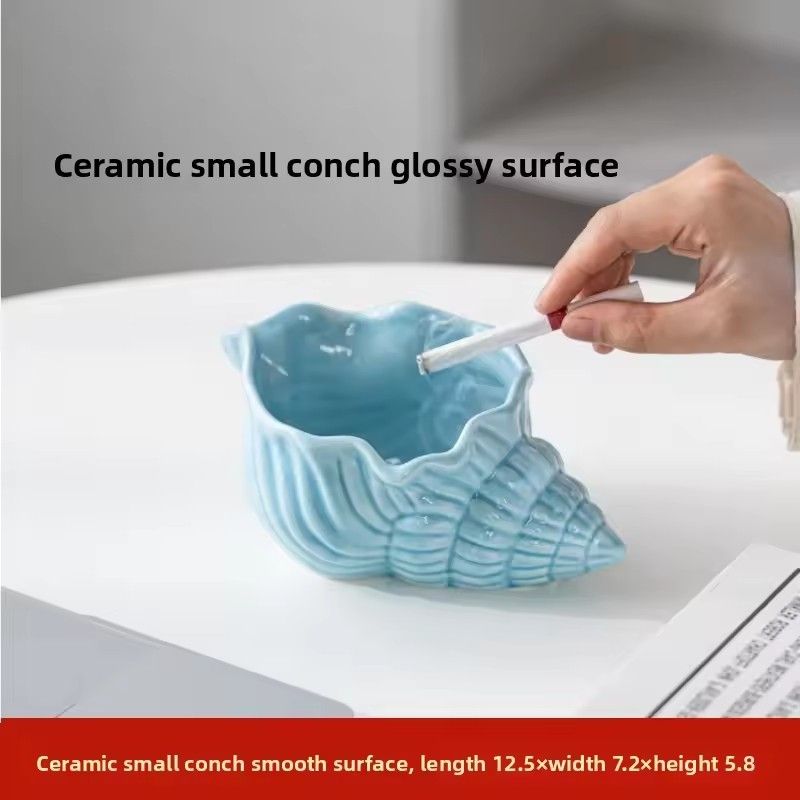 Ceramic Ashtray With Creative Personality, Trend for Home, Living Room, Wind Protection, fly ash, Large Shell Storage Ornament