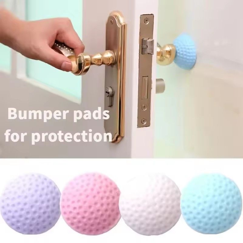 10pcs Door Stopper with Handle, Door Stopper, Practical Wall Sticker, Soft Rubber, Shockproof, Silent Home Sticker