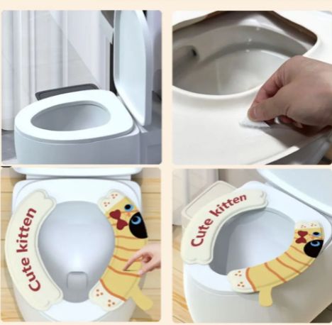 1 Pair of Reusable Cartoon Toilet Seat Cushions for all Seasons, Waterproof for Children's Toilet Seat Cushions