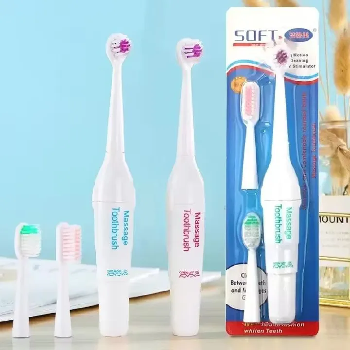 Electric toothbrush multi angle toothbrush cleaning teeth care tool, with 2 brush heads