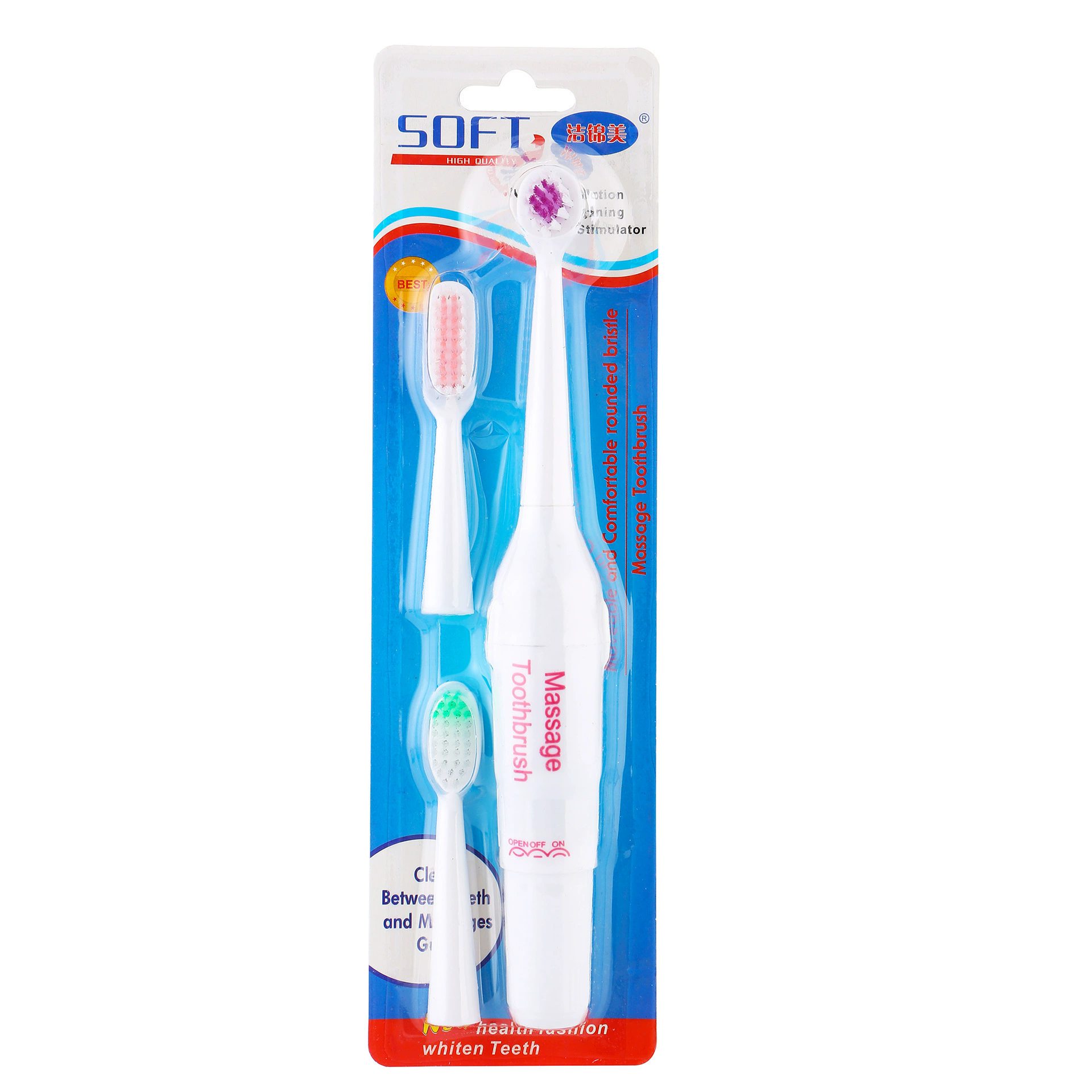 Electric toothbrush multi angle toothbrush cleaning teeth care tool, with 2 brush heads