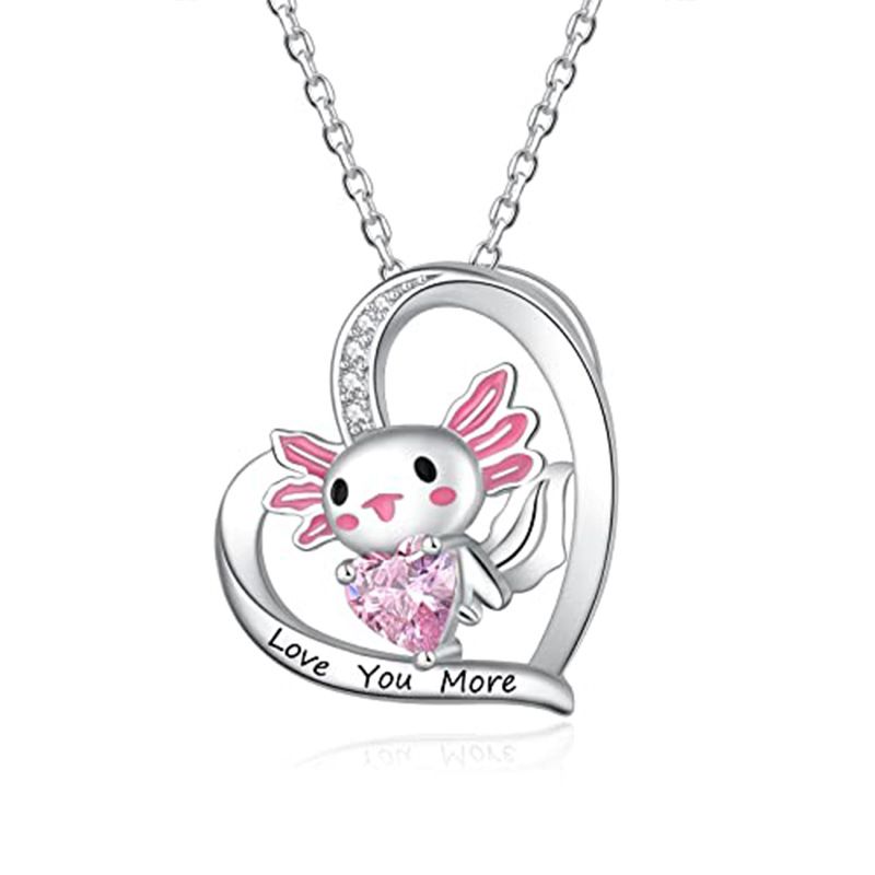 Cute Fashionable Heart Shaped Pendant Necklace with Delicate Imitation Diamonds, Necklace for Women, Perfect Gift for Girls