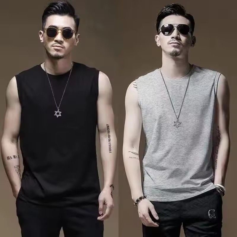 Men's Summer Washed Cotton Sleeveless T-Shirts,Sleeveless Workout T-Shirts For Muscle Gym,Loose T-Shirts For Beach Running