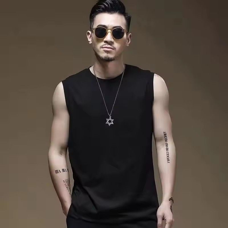 Men's Summer Washed Cotton Sleeveless T-Shirts,Sleeveless Workout T-Shirts For Muscle Gym,Loose T-Shirts For Beach Running