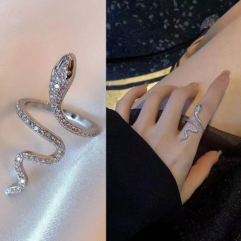 Women's Snake Ring, Micro Zircon Embroidery, Wound, Small, Female Simplicity, Adjustable Opening Rings, Index Ring, Jewelry