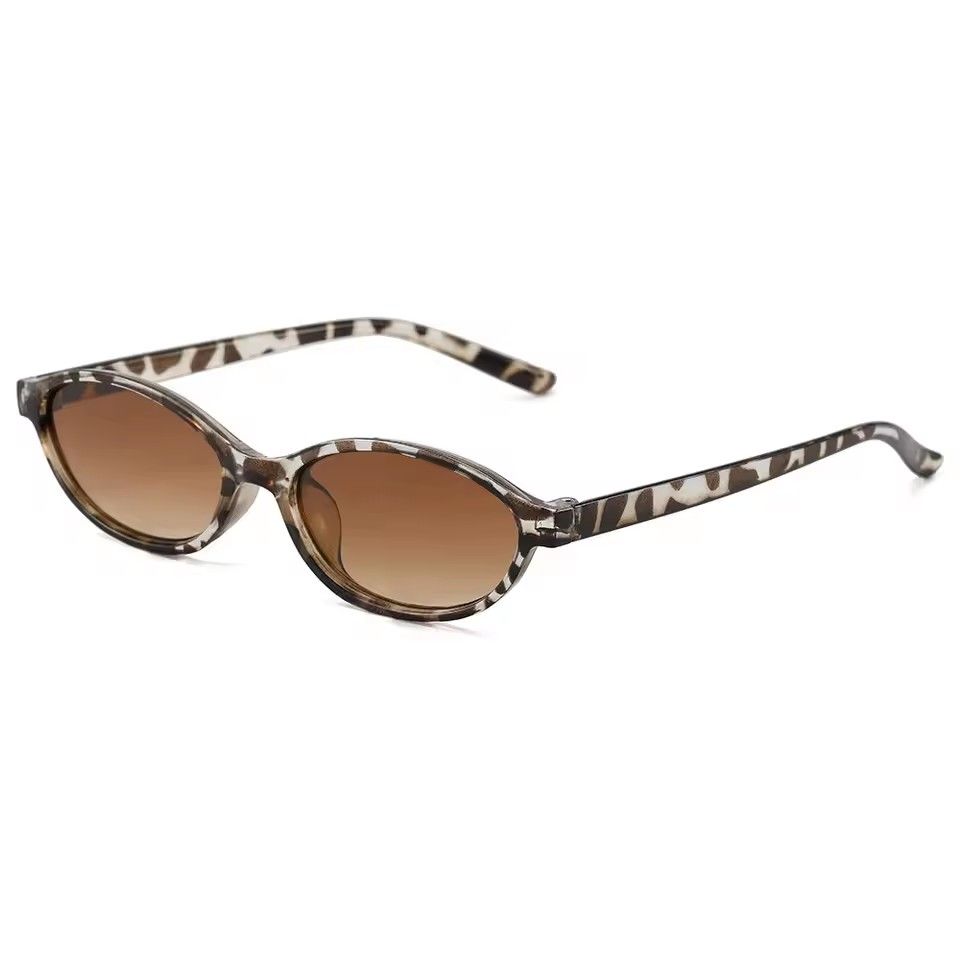 Women's Oval Small Frame Sunglasses, Women's Sunglasses, Lightweight, Fashionable, Sexy, Leopard, Retro Glasses, UV400